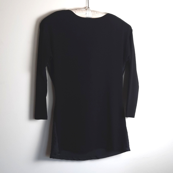 Vince Camuto Women's Drape Neck Quarter-Length Sleeve Top, Black, XS - Picture 2 of 12